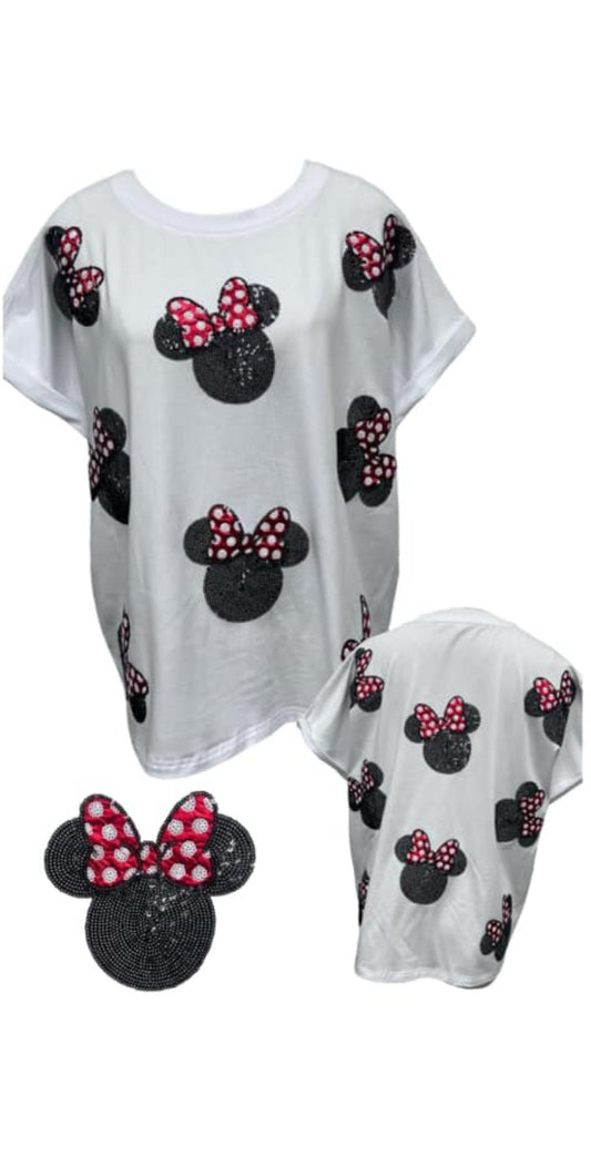 Bow Mouse & Sequins Tee - KIDS