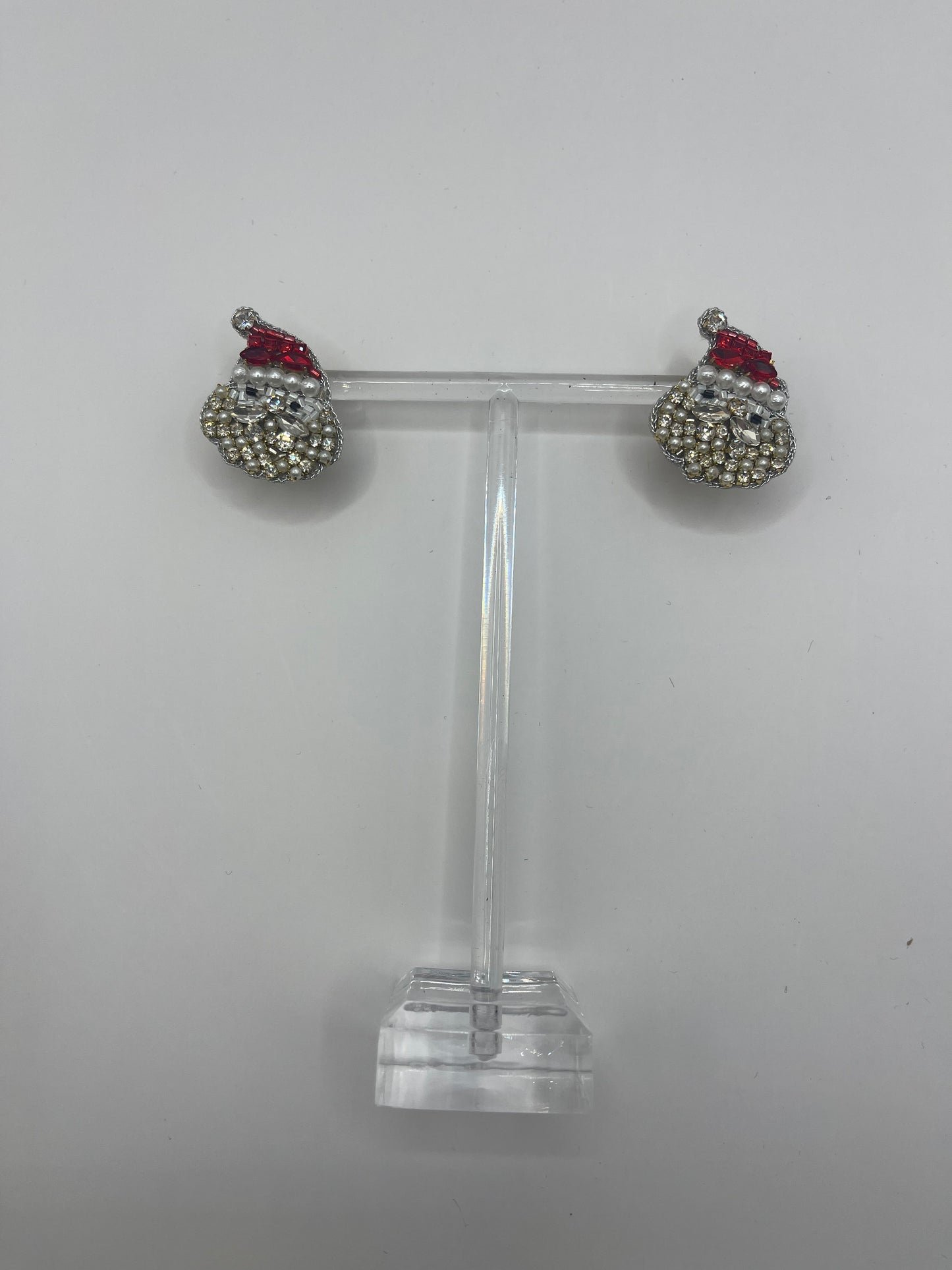 Oversized Jeweled Santa Stud Earrings