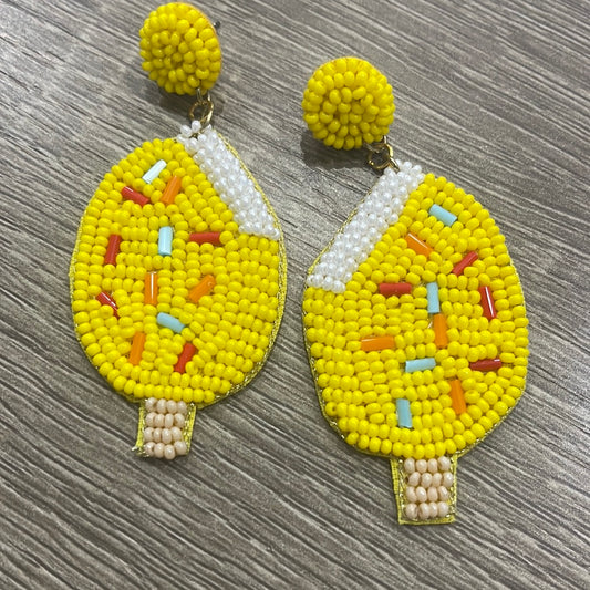 Beaded Vanilla Ice Cream Earrings