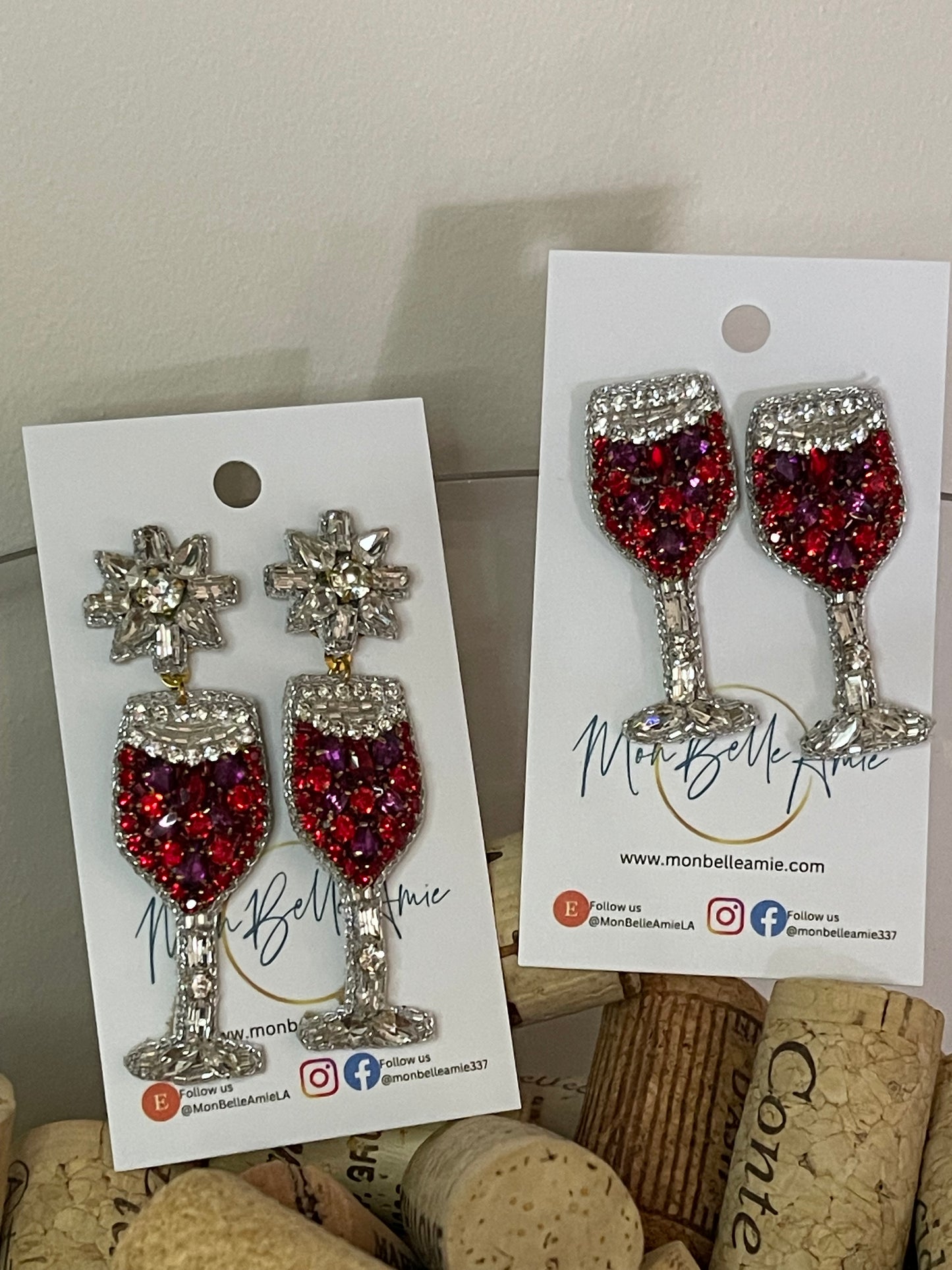 Red Wine Glass Stud Earrings