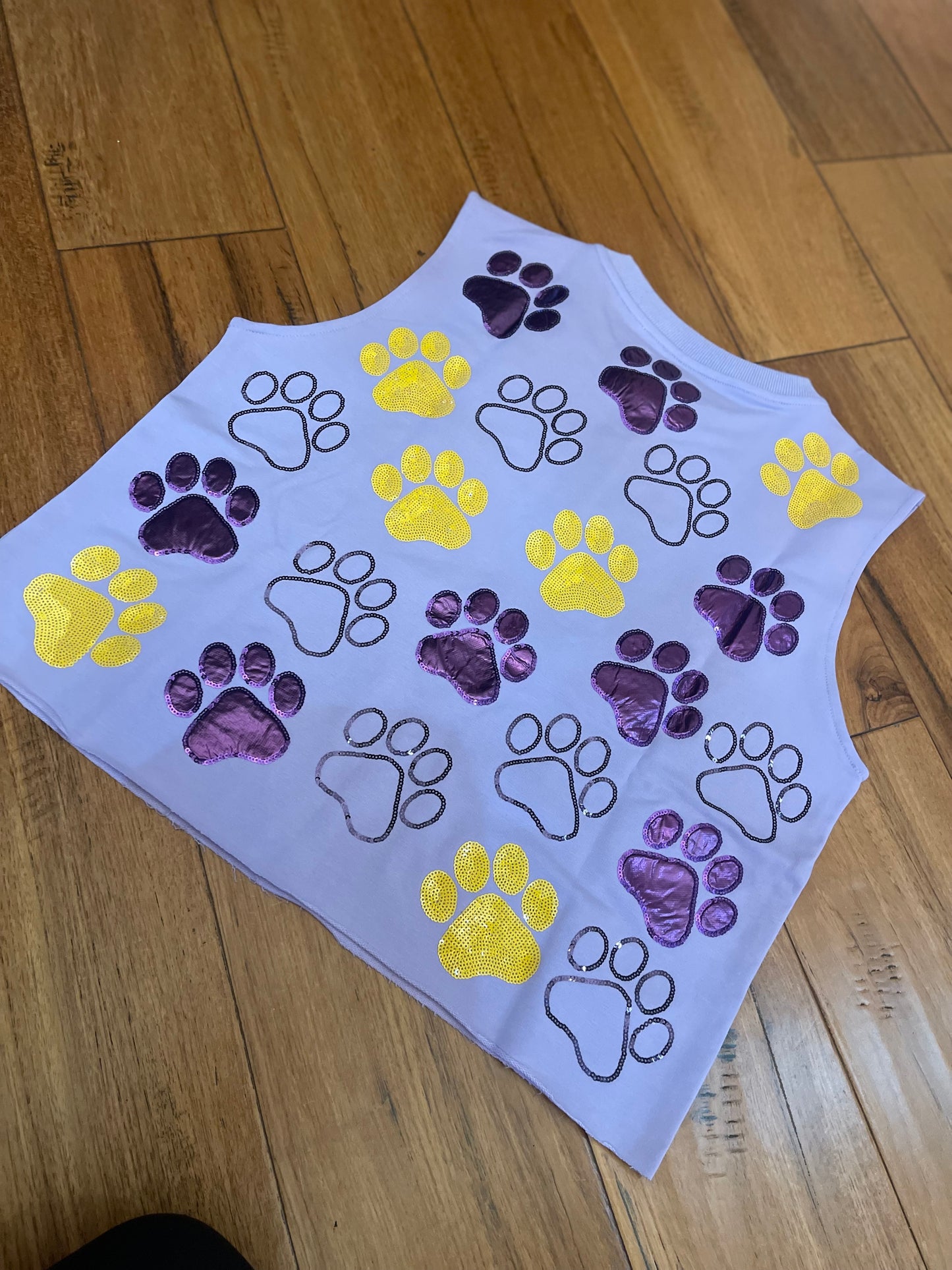 Purple and Yellow Paw Print Top