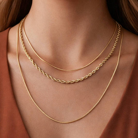 18K Gold Plated Waterproof Stainless Steel Chain Necklace - 7050: S0OX3T7050