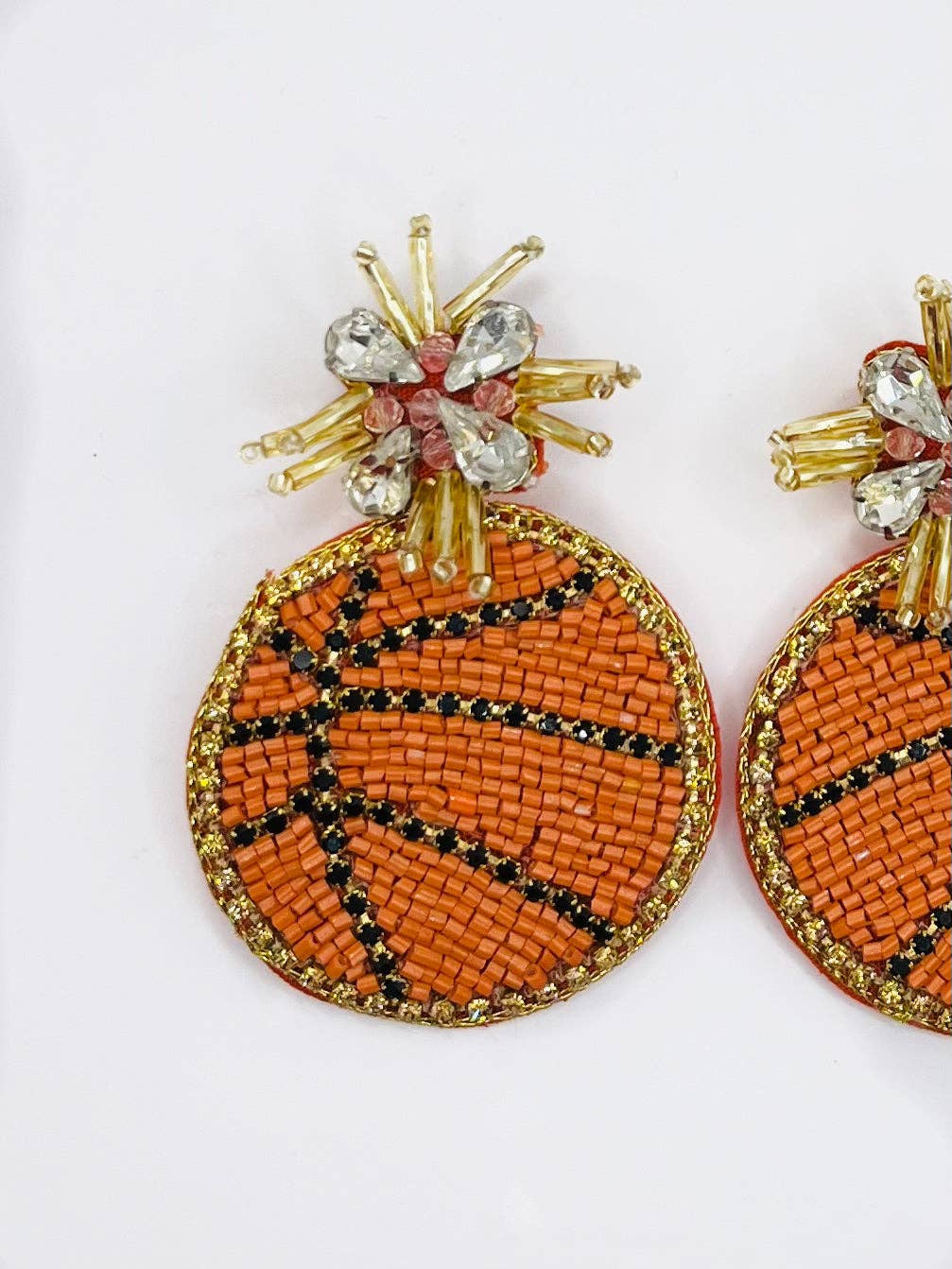 Basketball Beaded Statement Earrings