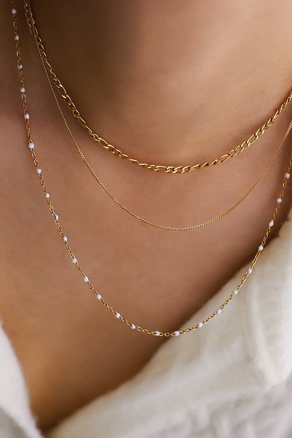 18K Gold PVD Plated Waterproof Stainless Steel Chain Necklace - 7537: S0OX3T7537