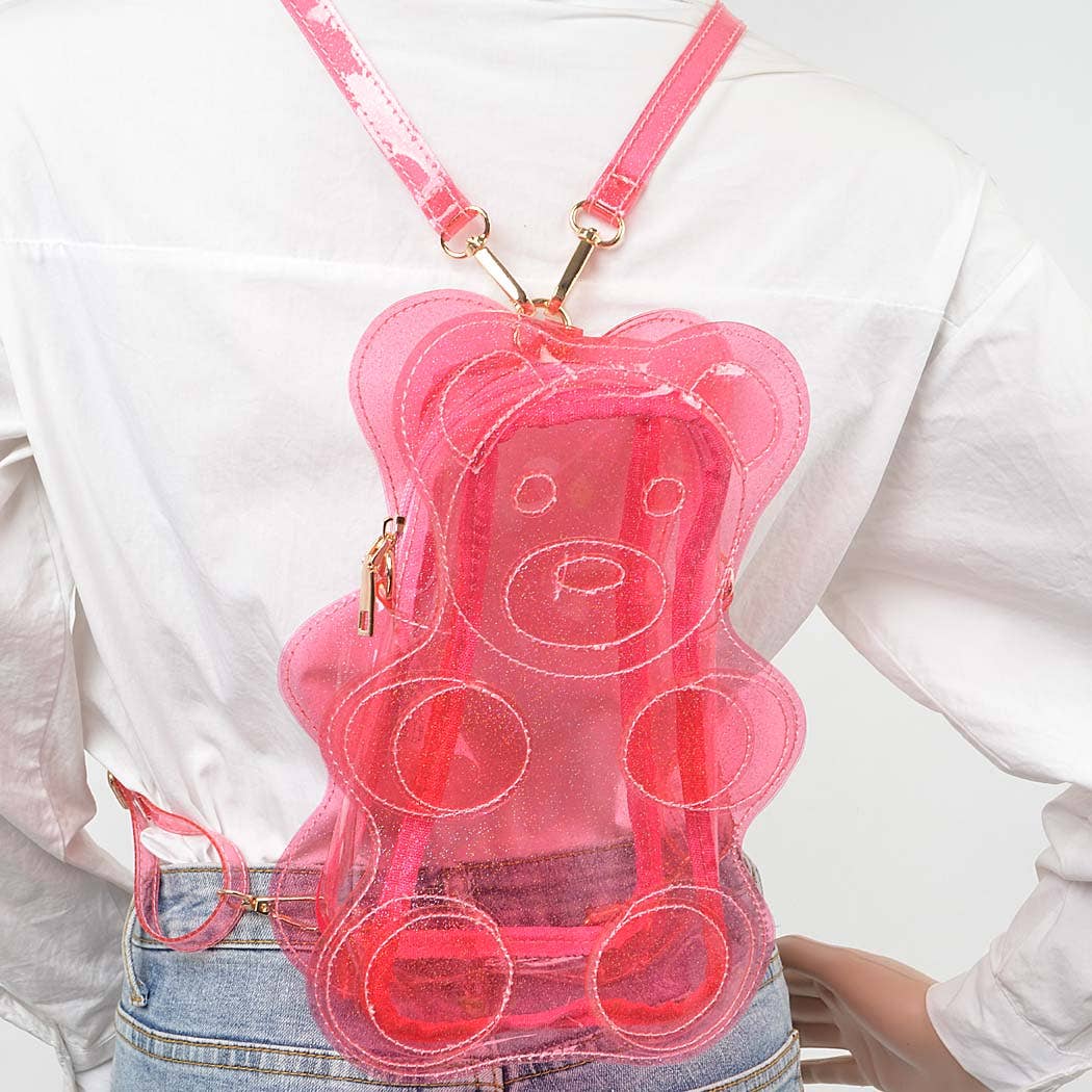 Pink Transparent Teddy Bear Backpack