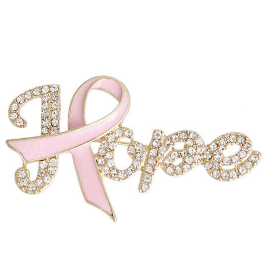 Hope Pink Ribbon Lapel Pin / Brooch: 1 x 2.25 inches