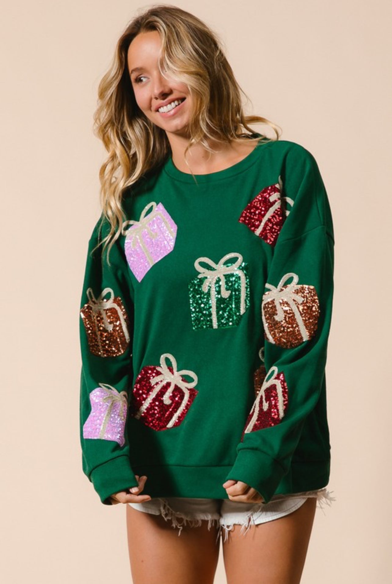 Christmas Sequin Gifts Long Sleeved Pullover