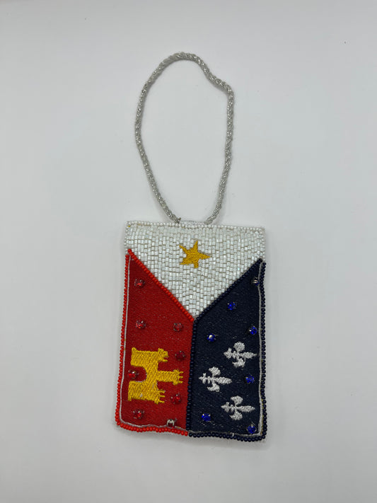 Acadian Flag Beaded, Jeweled and Stitched Ornament