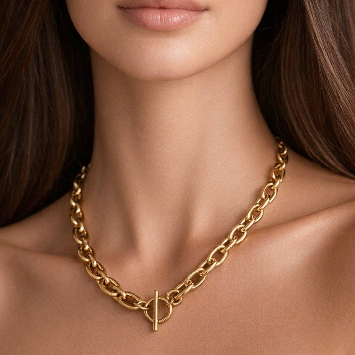 18K Gold PVD Plated Waterproof Stainless Steel Chain Necklace - 7209: S0OX3T7209 Smooth Chain