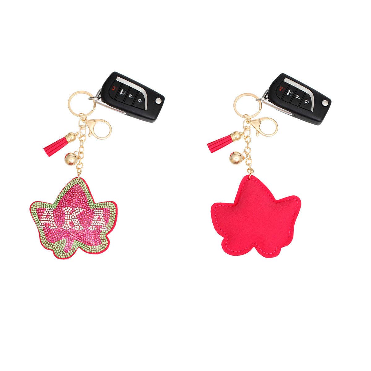 AKA Alpha Kappa Alpha Sorority Fuchsia Ivy Padded Keychain: Fuschia / Gold / 7 x 3.5 inches