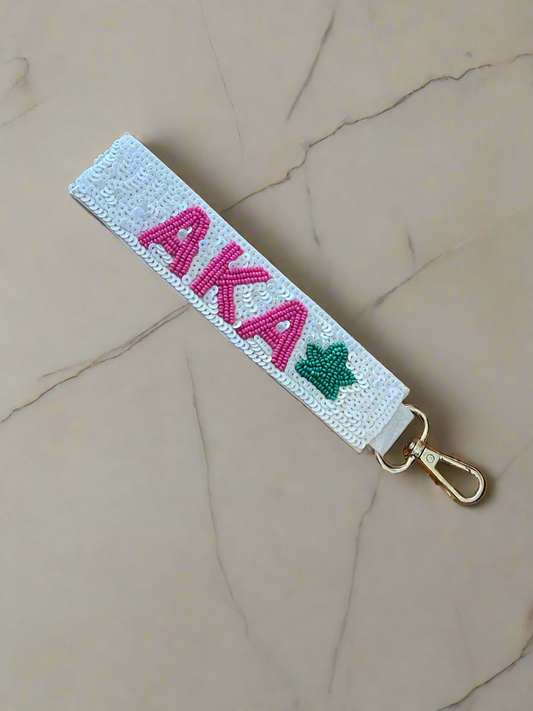 Alpha Kappa Alpha Beaded Keychain