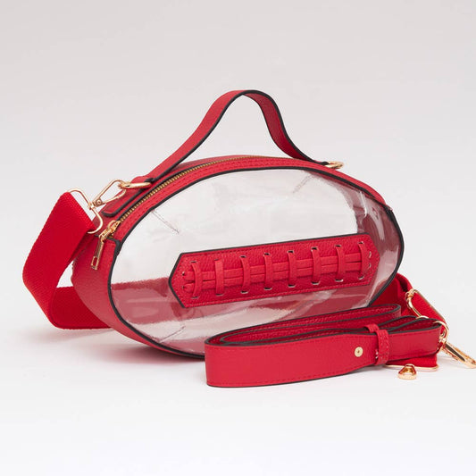 Red Football Shaped Clear Crossbody Purse