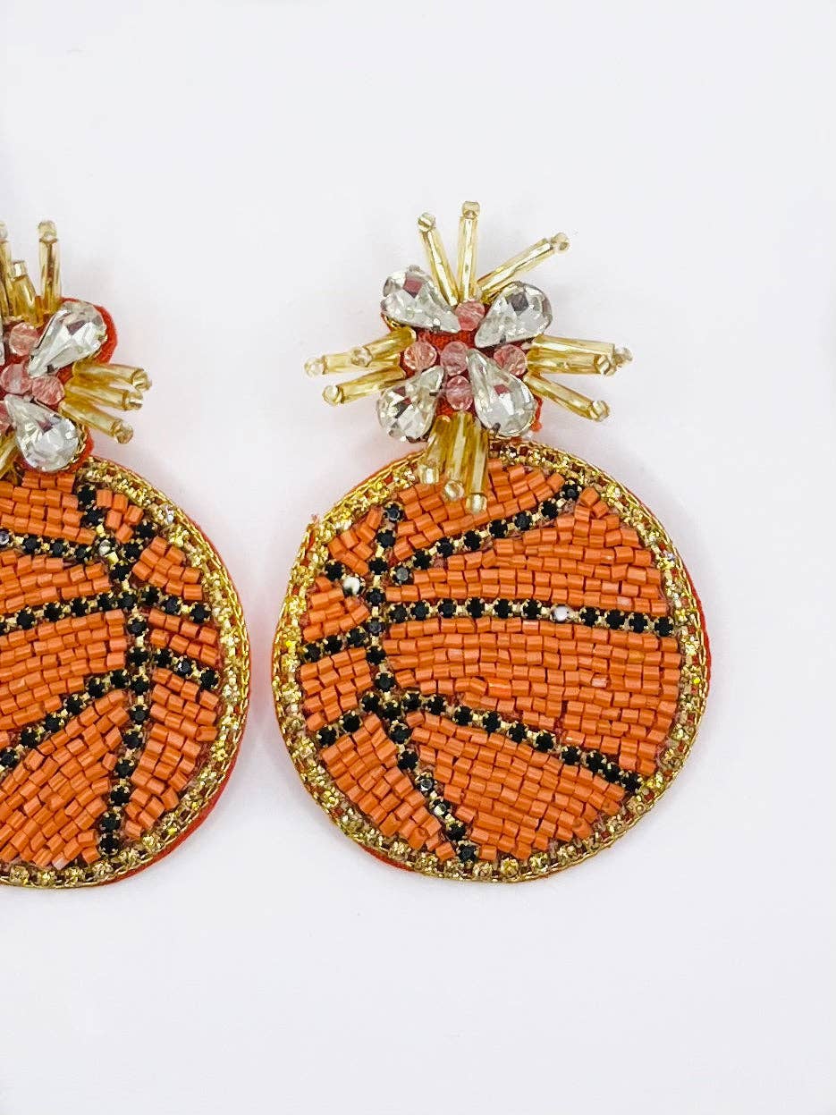 Basketball Beaded Statement Earrings