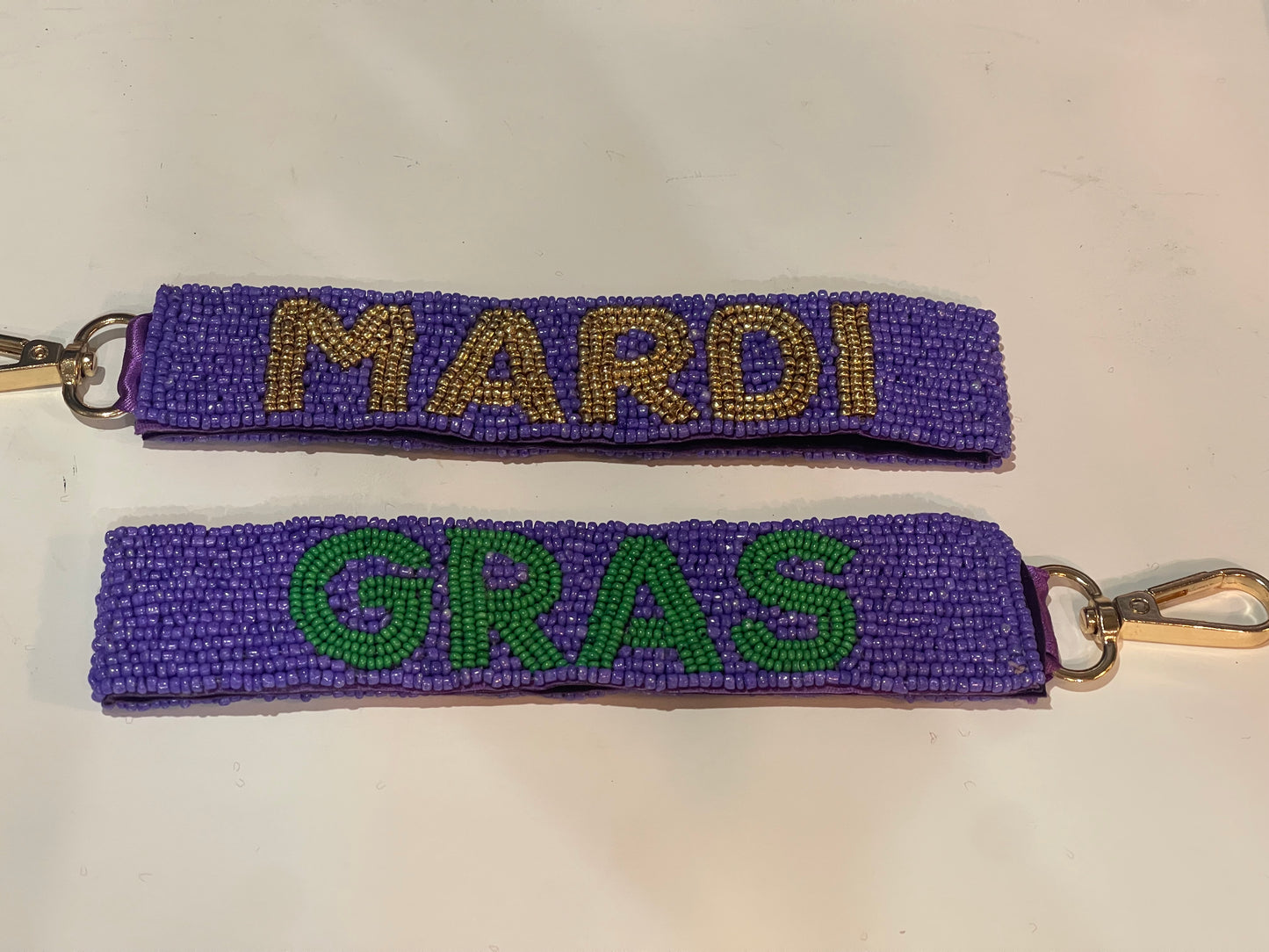 Mardi Gras Beaded Keychain