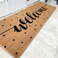 Welcome Polka Dot Coir Doormat - 56 x 18 (Double Door)