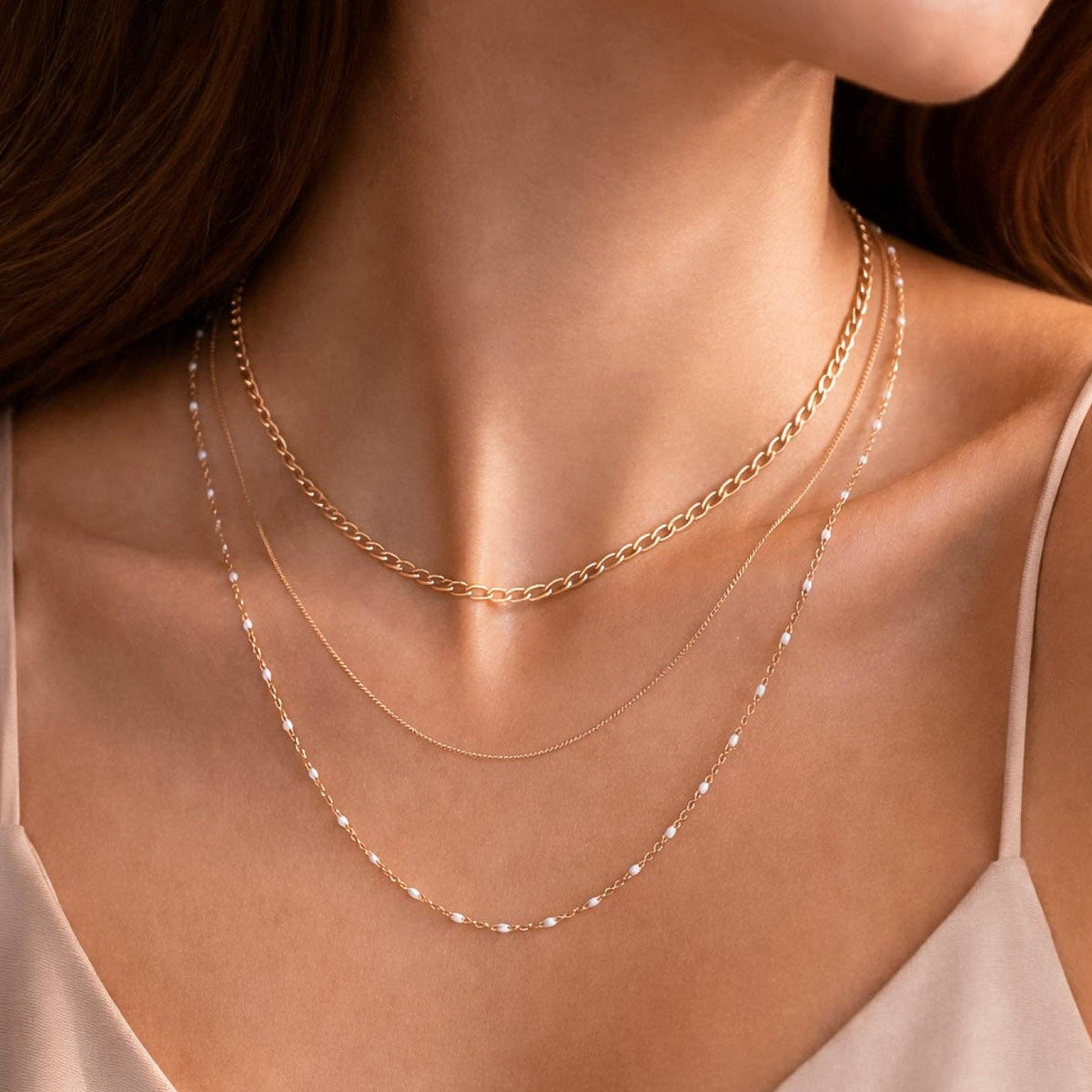 18K Gold PVD Plated Waterproof Stainless Steel Chain Necklace - 7537: S0OX3T7537