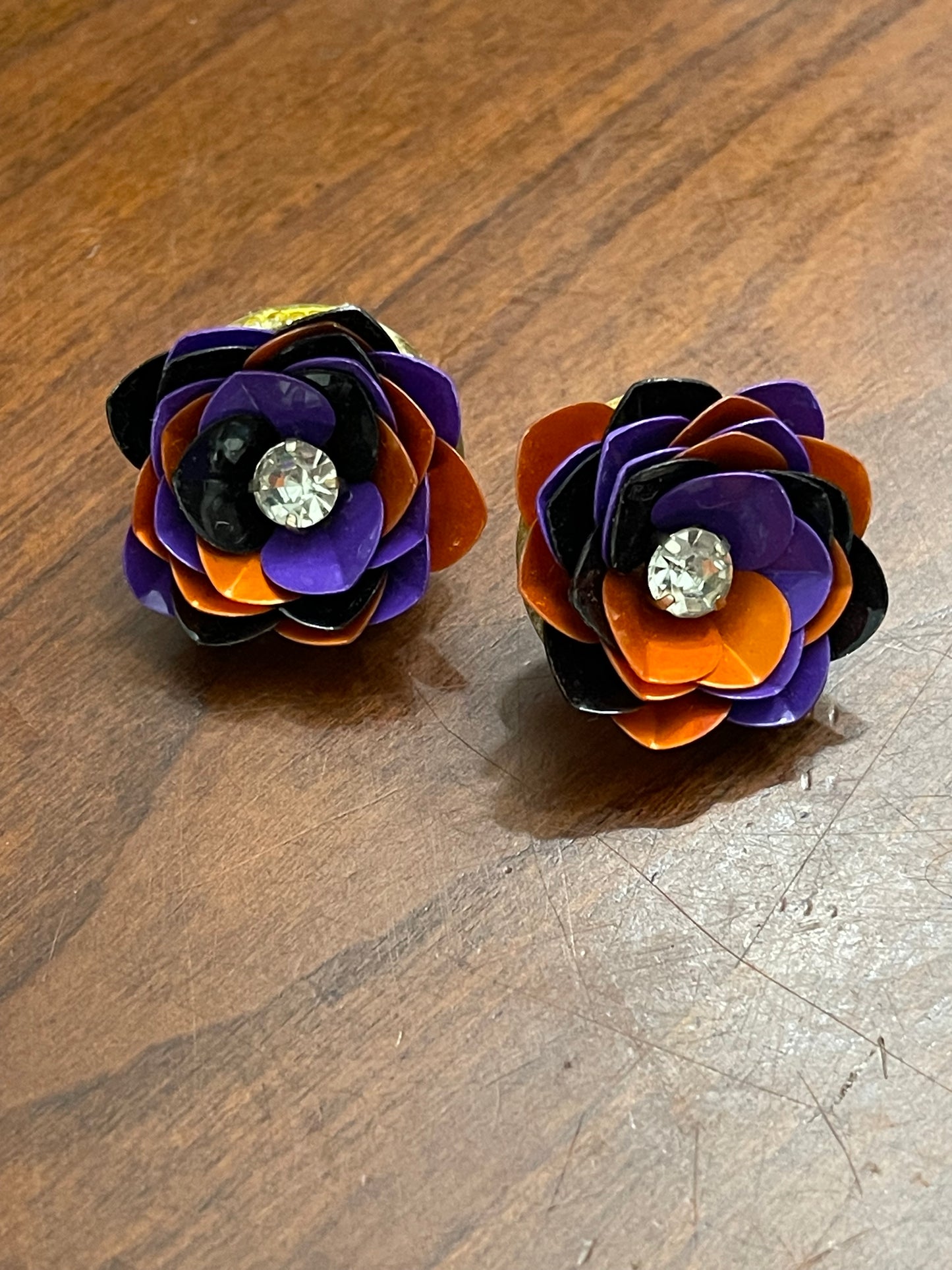 Halloween Sequin Flower Stud Earrings