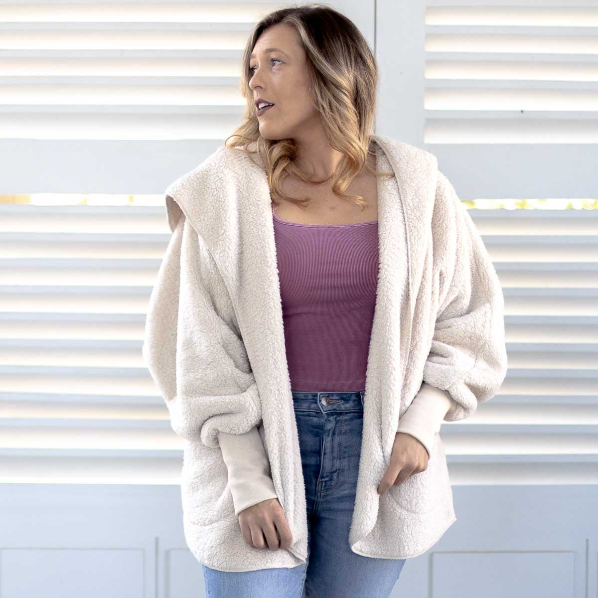 Sherpa Open Front Hooded Cardigan - 2 colors