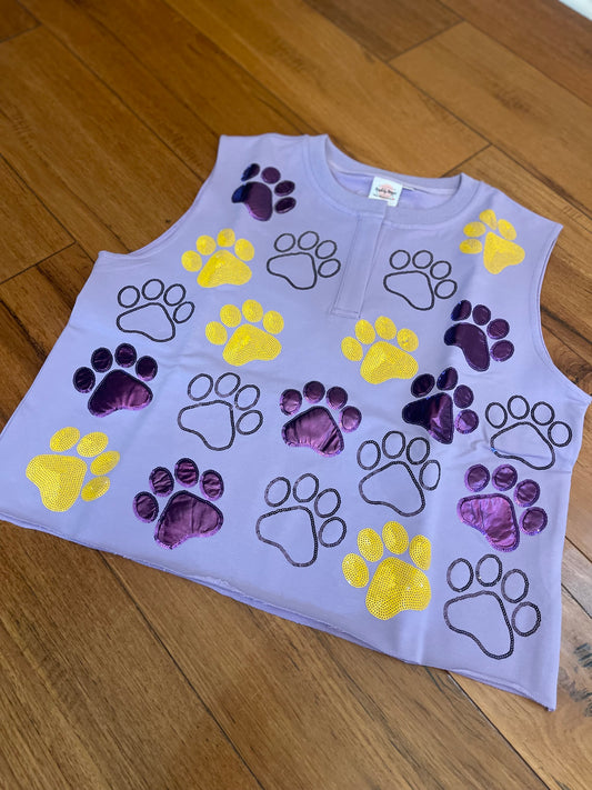 Purple and Yellow Paw Print Top