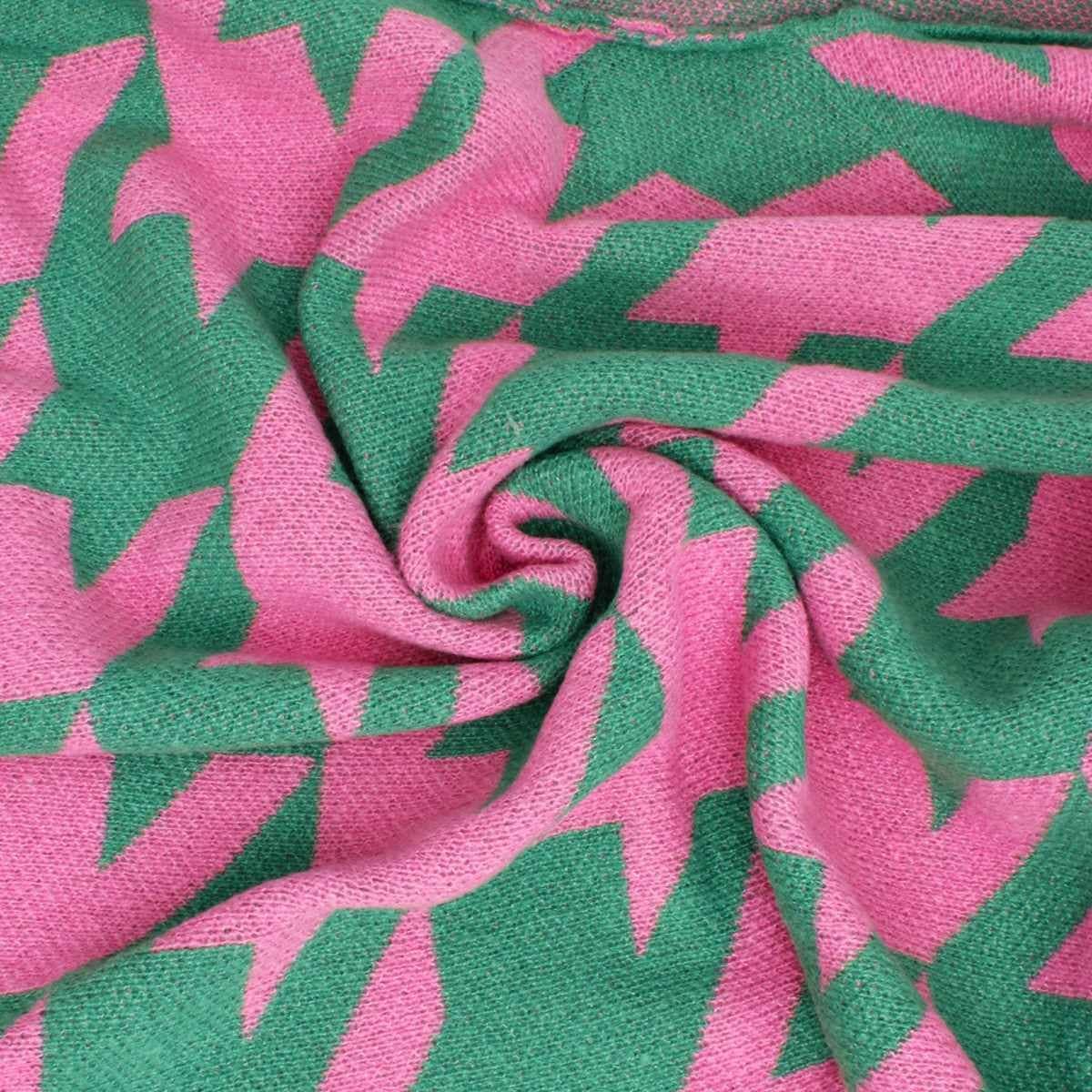 AKA Sorority Houndstooth Knit Pink Green Cardigan: Pink and Green / Multi Tone / 29.5 x 28.7 inches