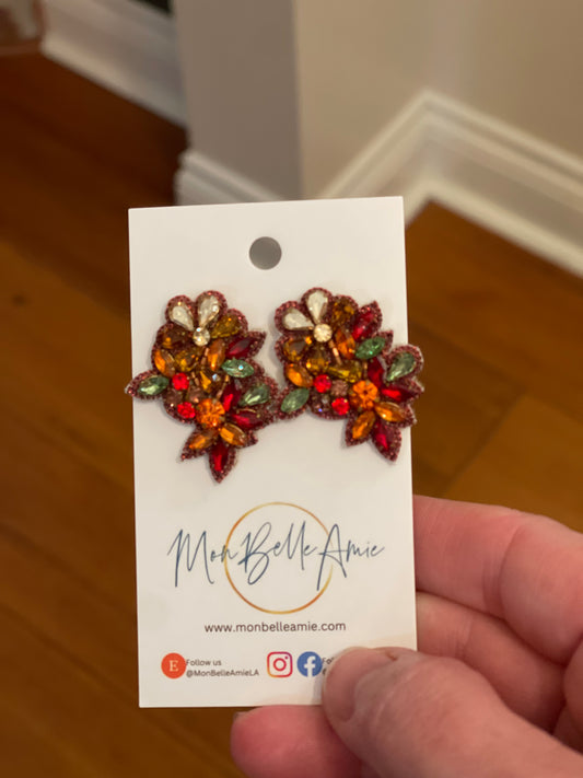 Fall Flowers Bouquet Stud Earrings