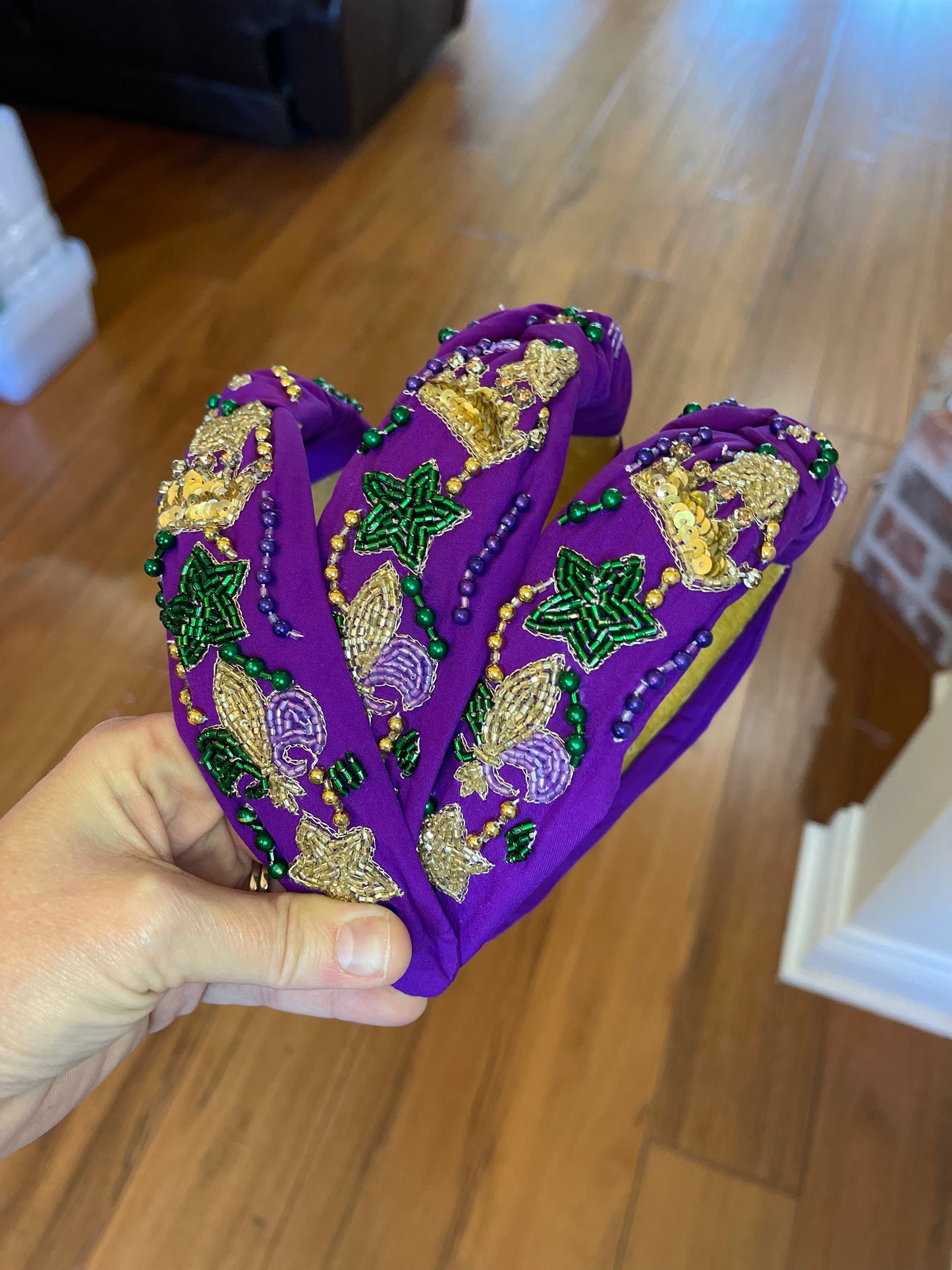 Throw Me Something Mister Mardi Gras Sequin & Beaded Headband