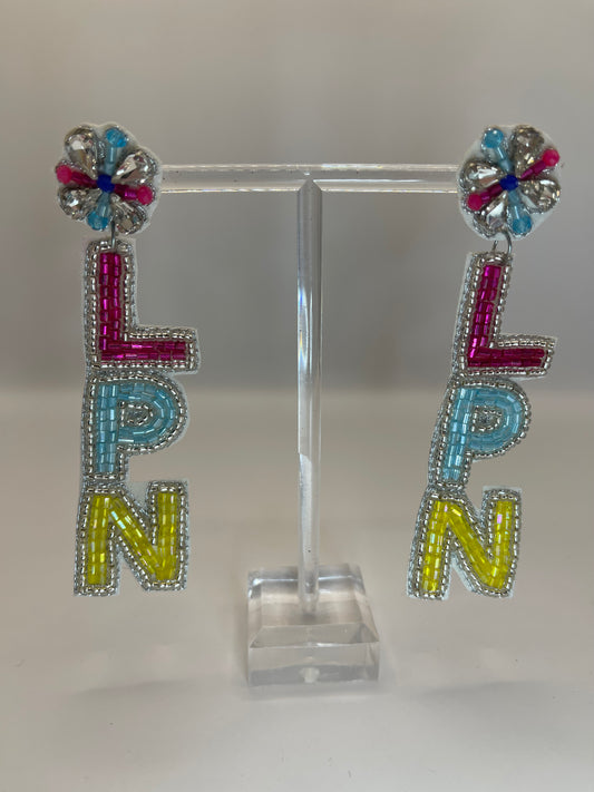 LPN Licensed Practical Nurse Beaded Earrings