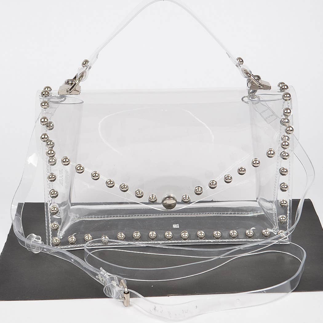 Gold Round Stud Clear Bag