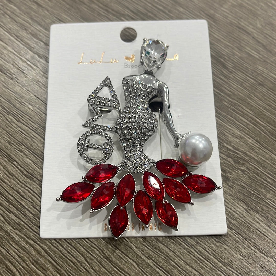 DST Delta Sigma Theta Sorority Lapel Pin - Jeweled and Diamond Dress