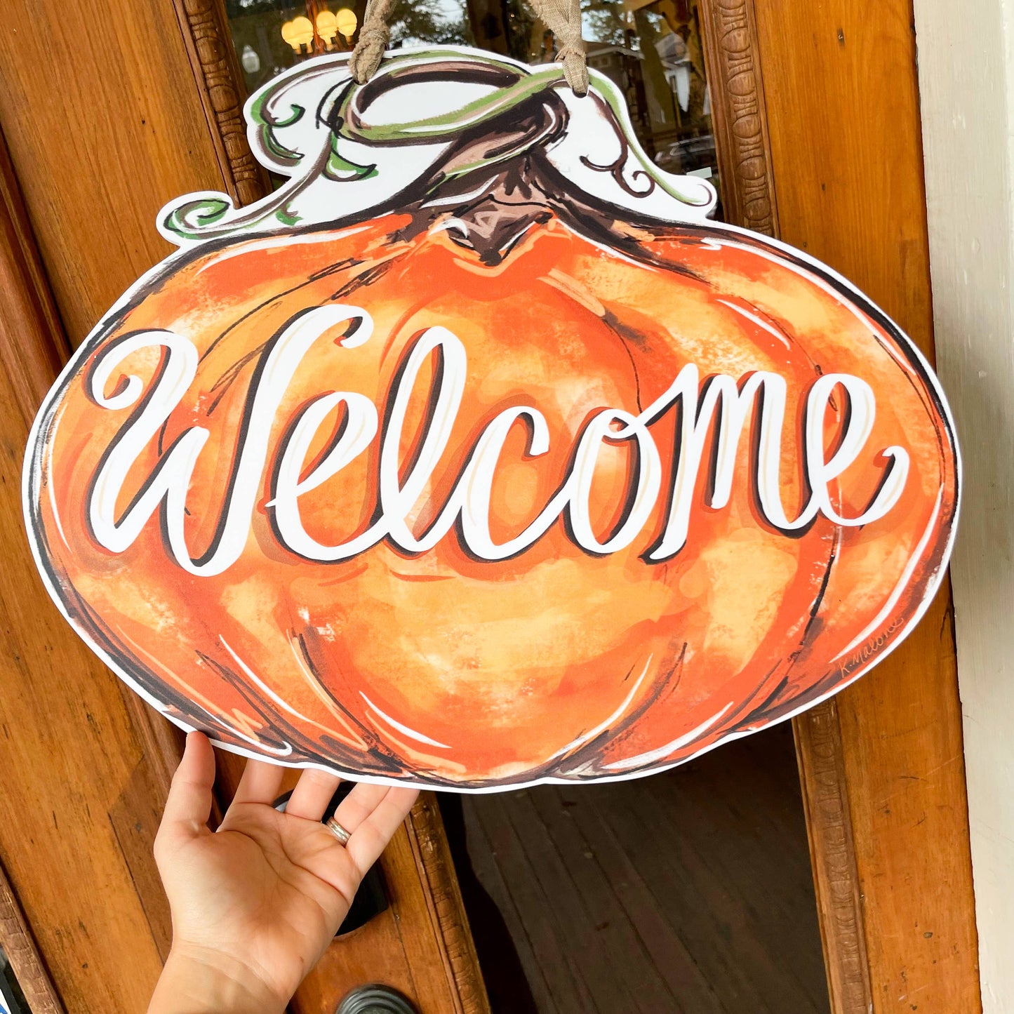 Pumpkin Welcome Door Hanger - Fall Outdoor Decor
