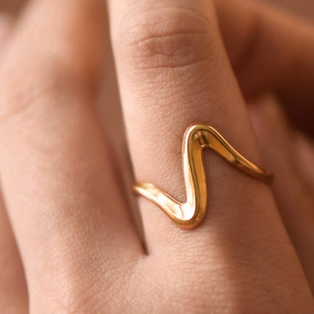 18K Gold Plated Waterproof Stainless Steel Ring - 7861: S0OX3T7861