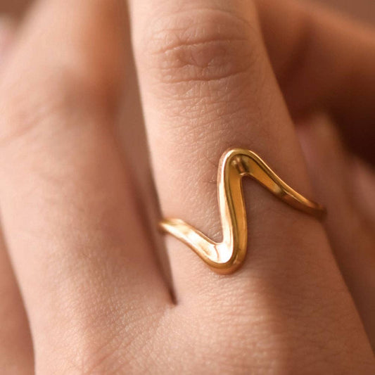 18K Gold Plated Waterproof Stainless Steel Ring - 7861: S0OX3T7861