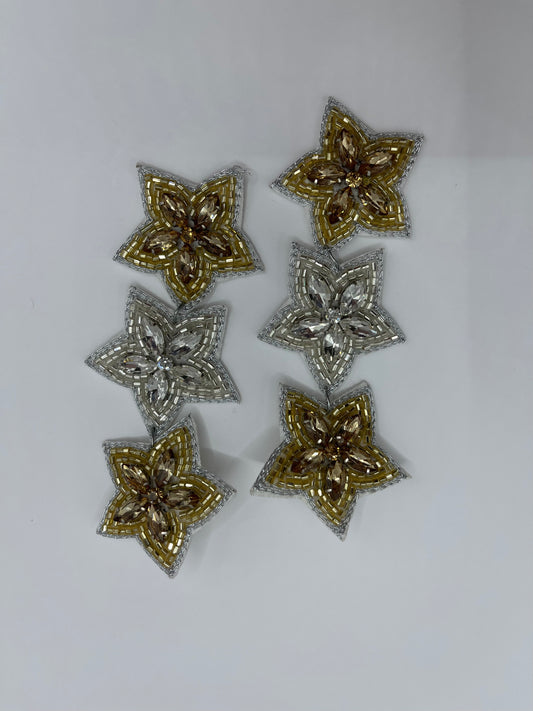 Gold and Silver Star Dangle Earrings - MBA Exclusive