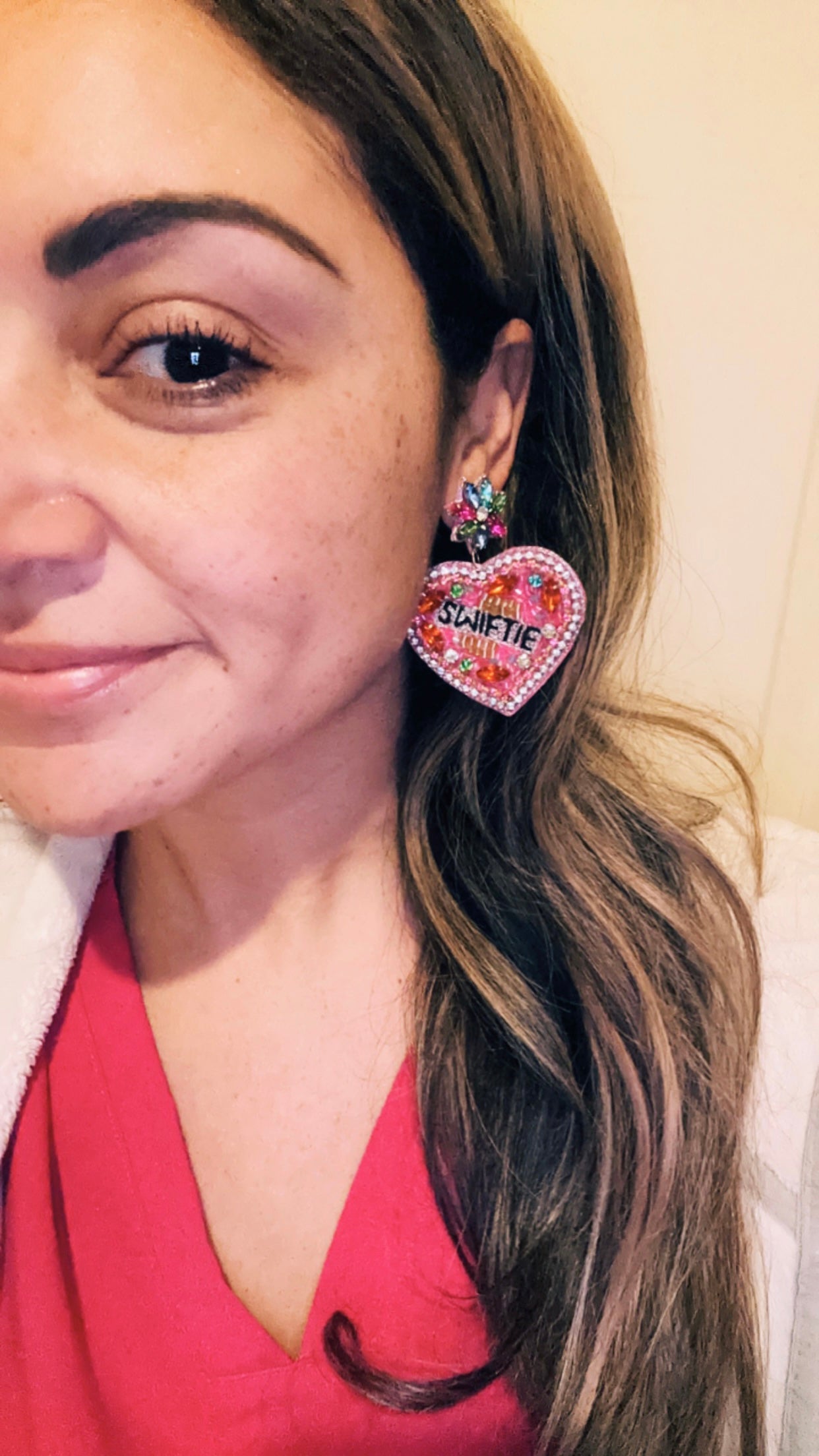 Pink Swiftie Heart Dangle Earrings