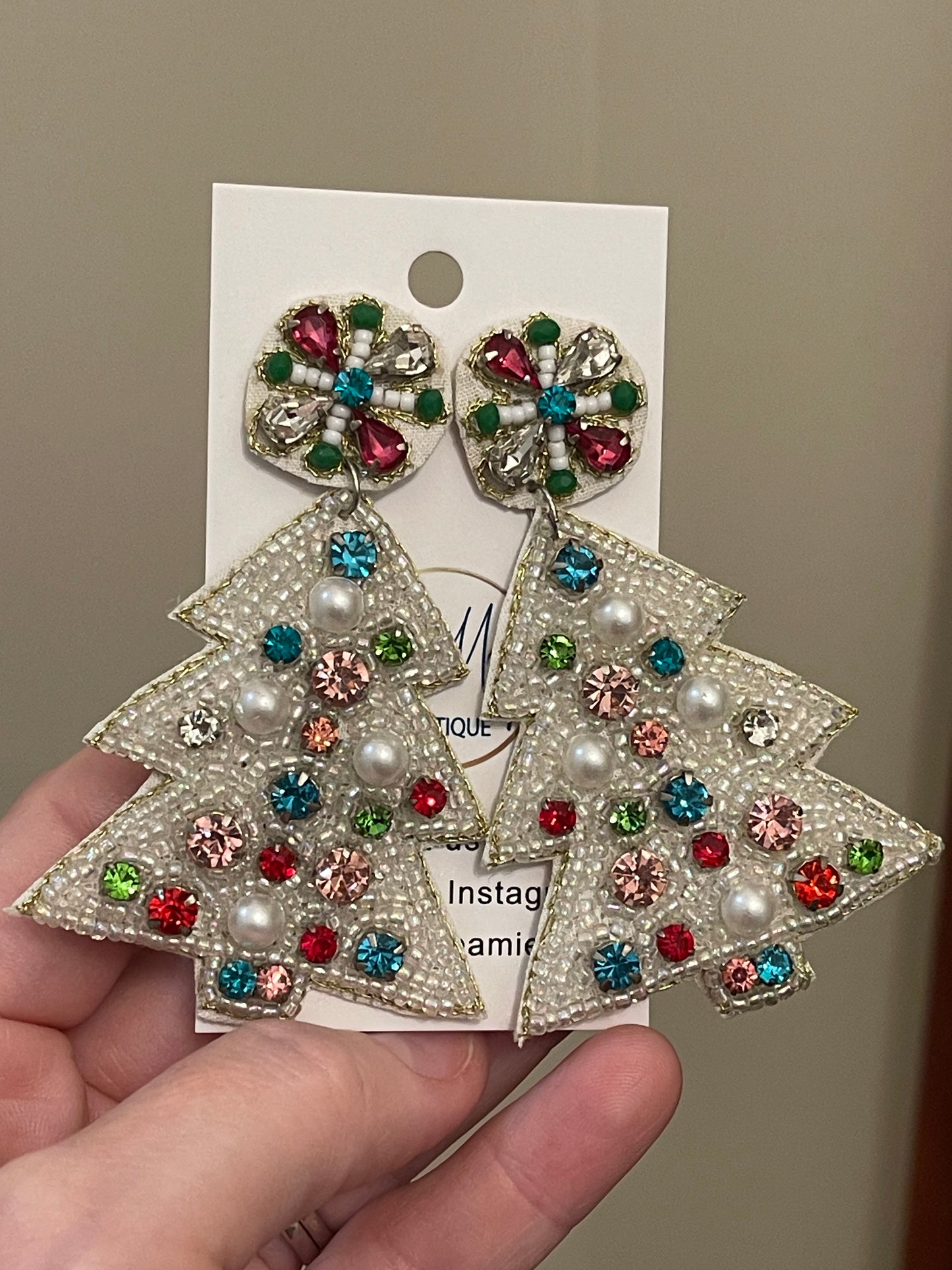 Silver Christmas Tree Earrings