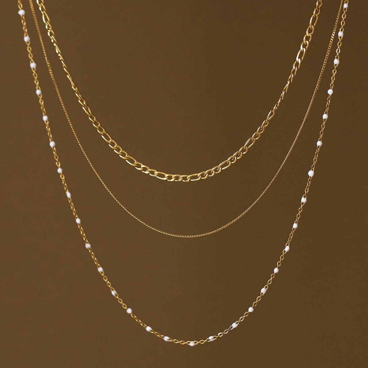 18K Gold PVD Plated Waterproof Stainless Steel Chain Necklace - 7537: S0OX3T7537