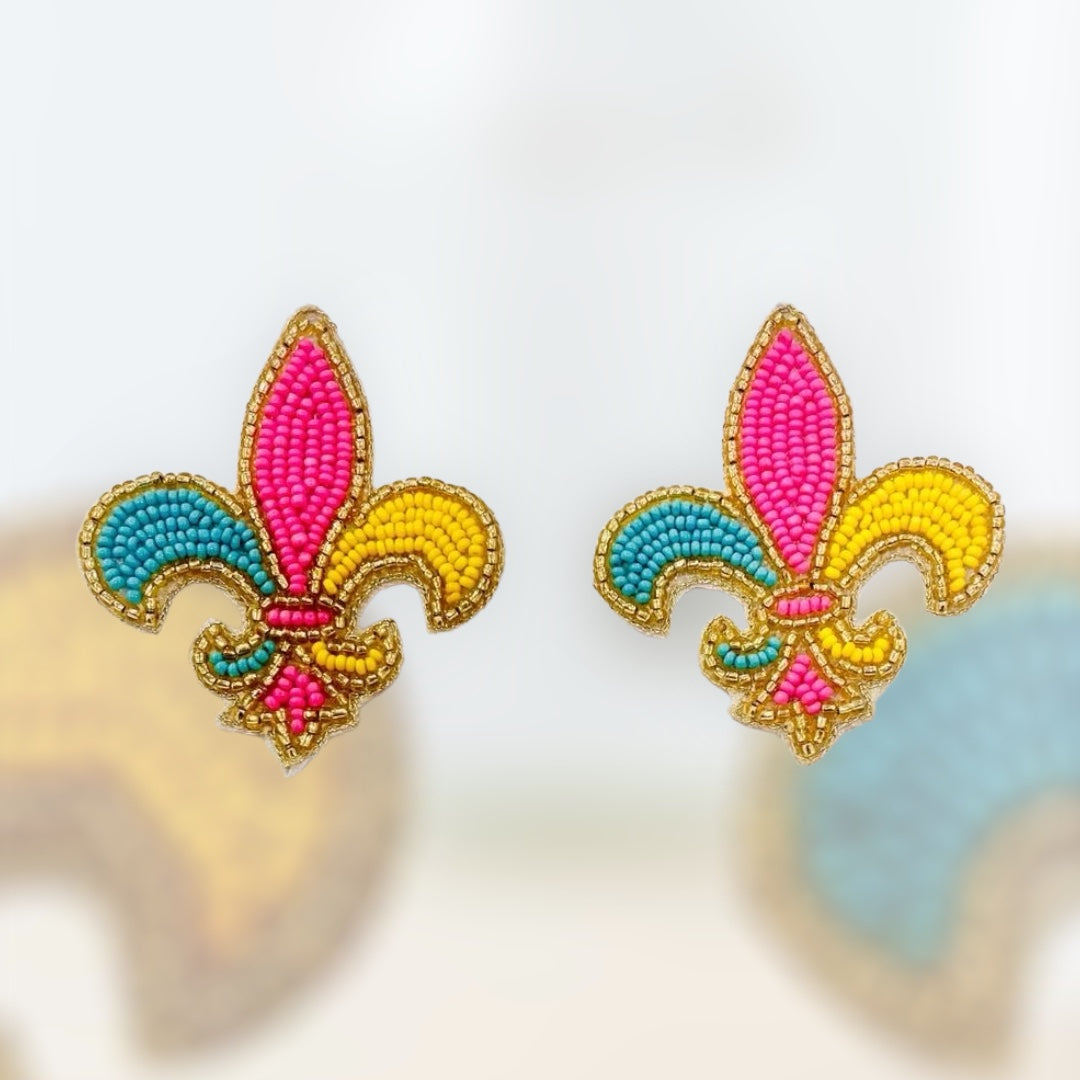 Spring Fleur de Lis Stud Earrings