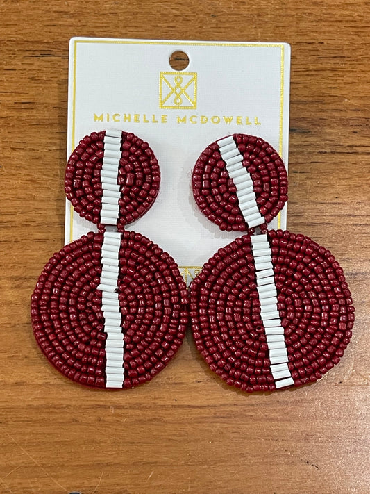 Maroon and White Disc Earrings