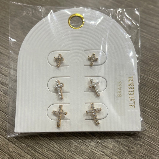 Set of 3 Cross Earring Studs