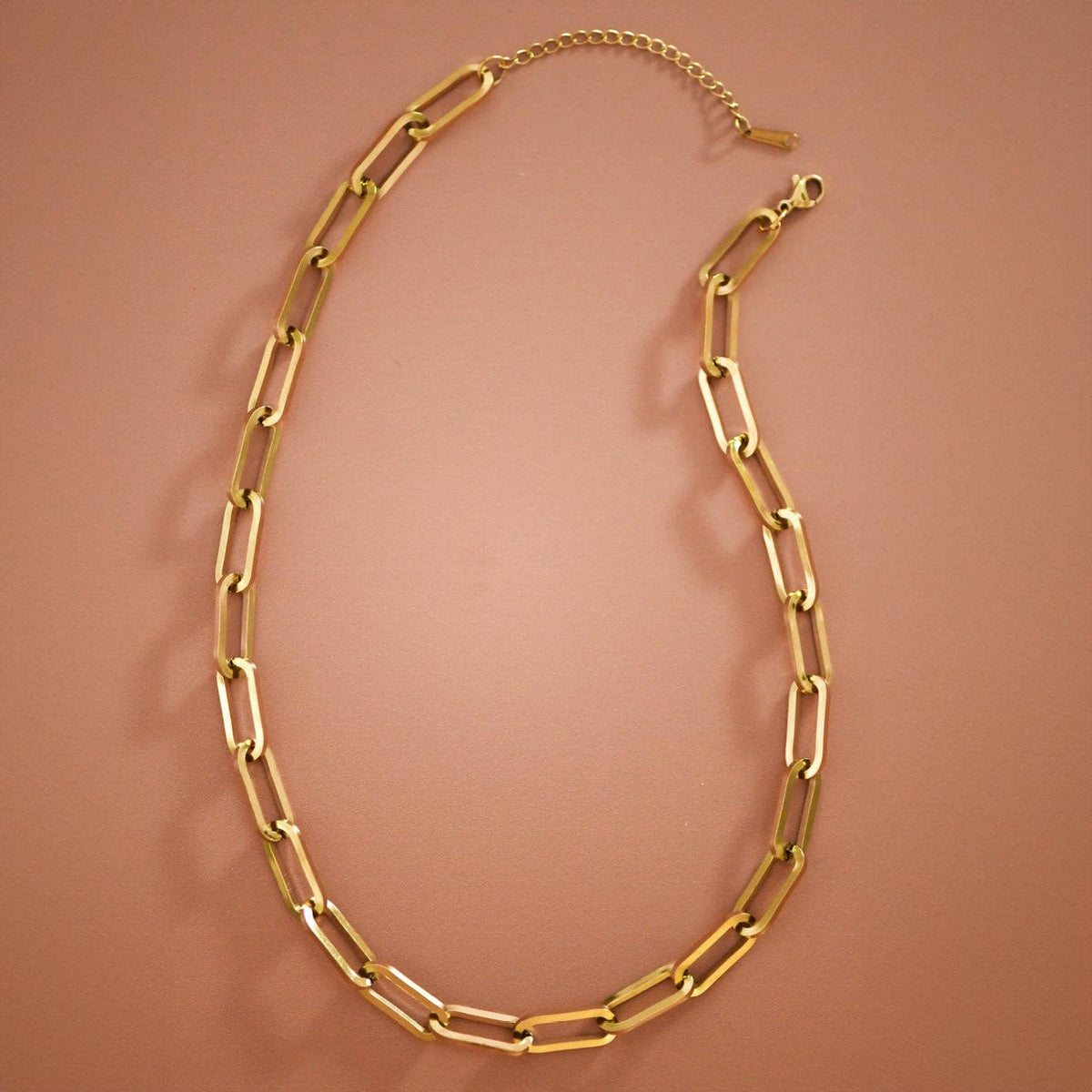 18K Gold PVD Plated Stainless Steel Link Chain Necklace - 7354: S0OX3T7354 Gold