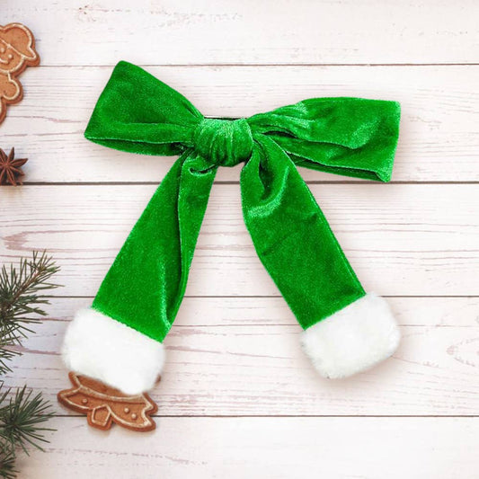 Green Christmas Bow Barrette