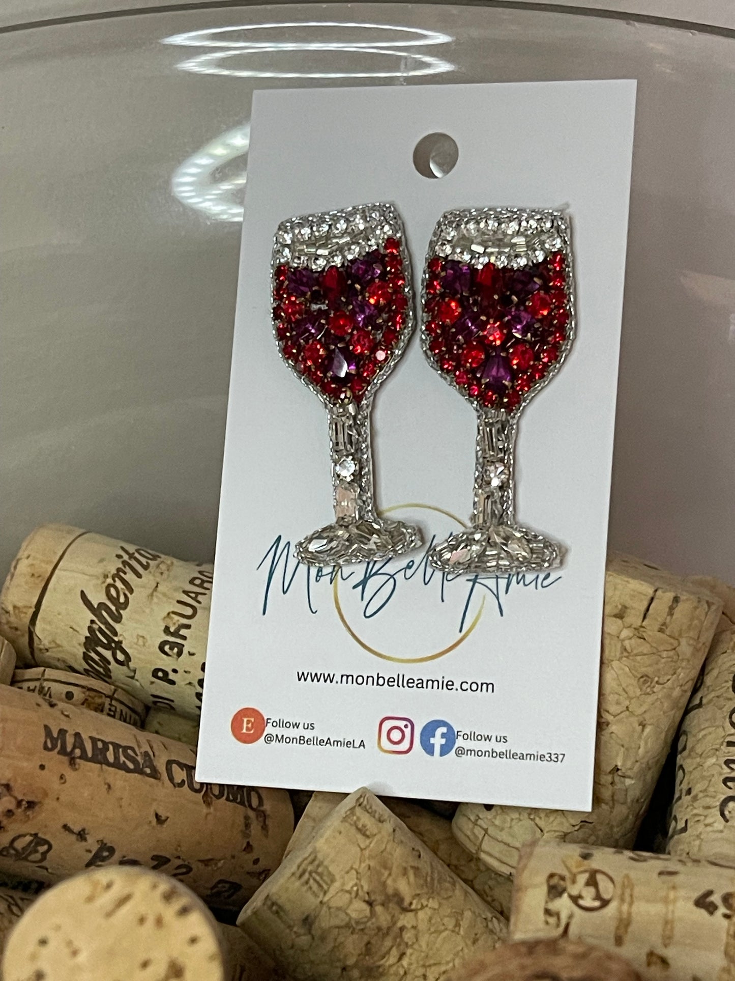 Red Wine Glass Stud Earrings