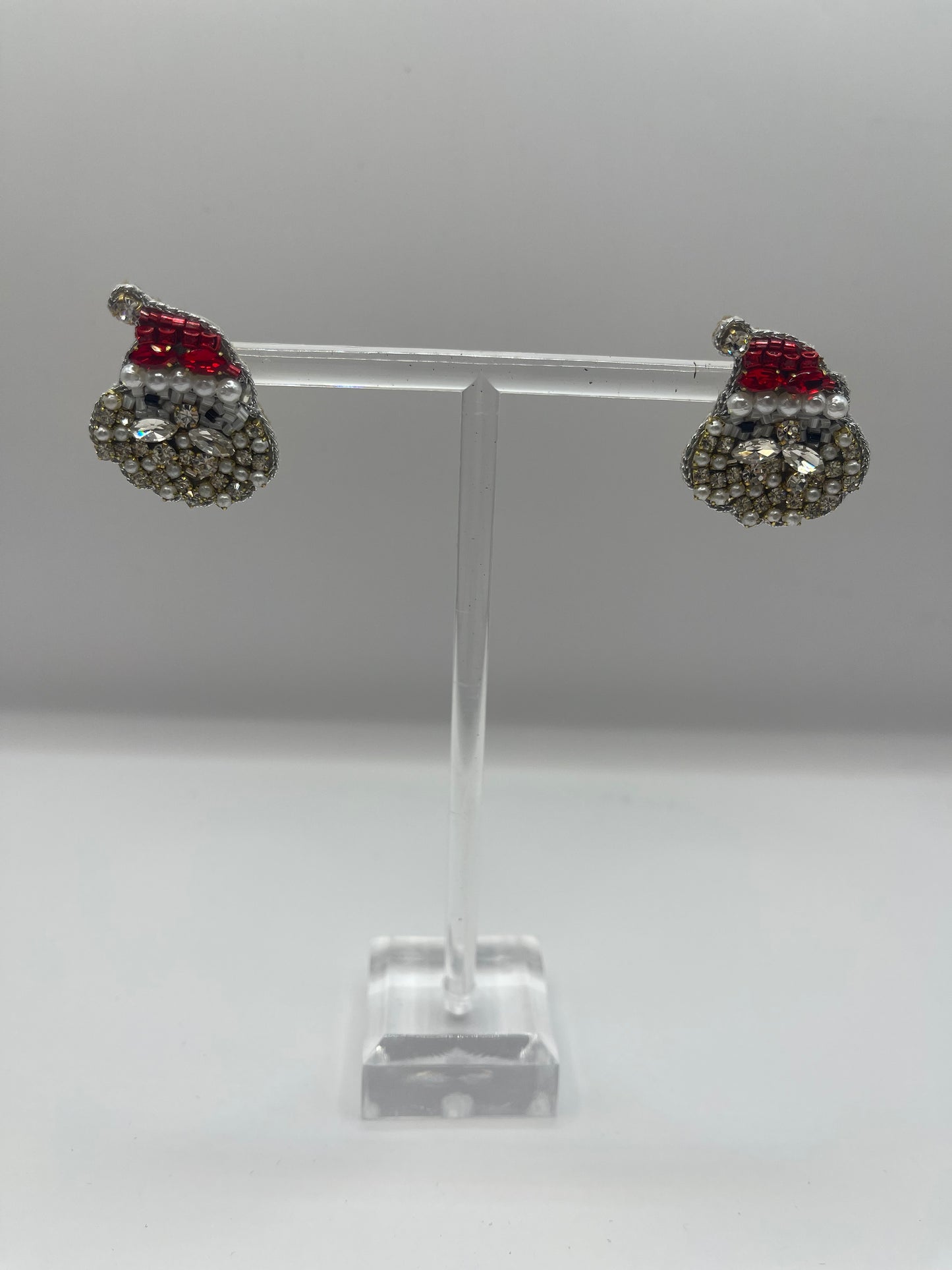 Oversized Jeweled Santa Stud Earrings