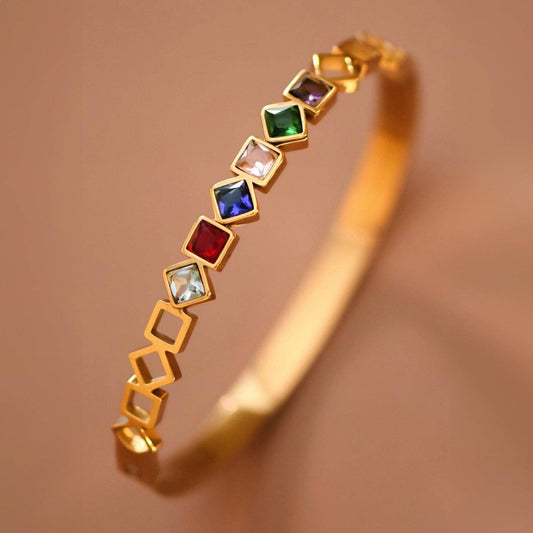 18K Gold PVD Plated Waterproof Stainless Steel Bangle - 7718: S0OX3T7718