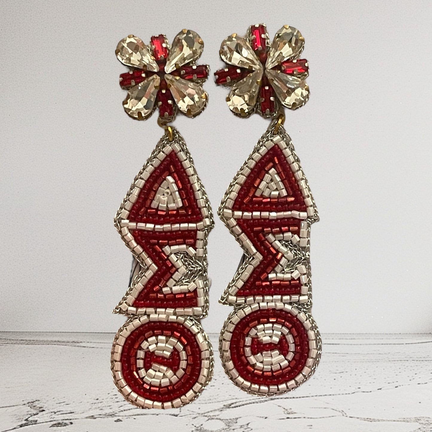 DST Delta Sigma Theta Beaded Dangle Earrings