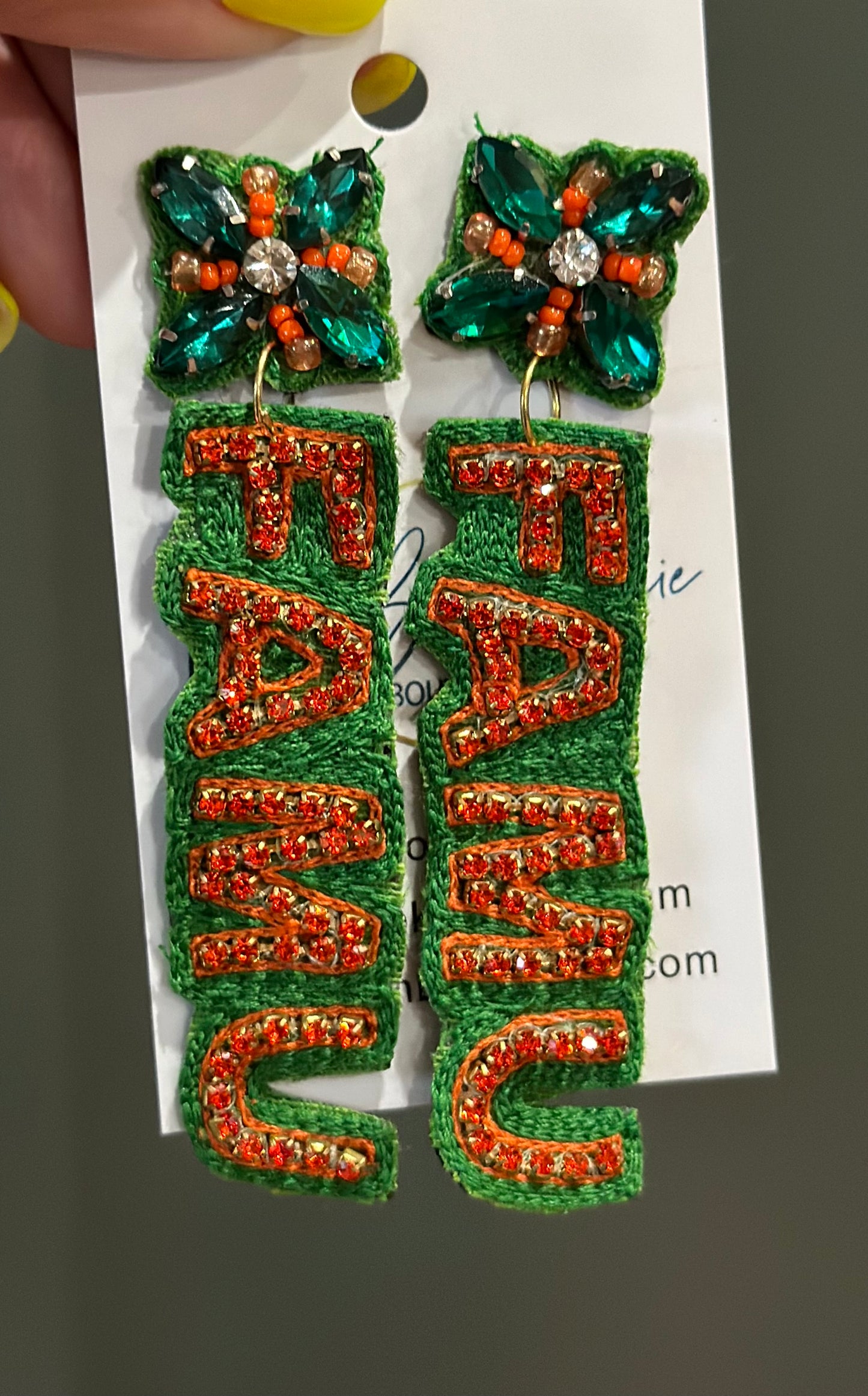 Stitched and Jeweled FAMU Earrings