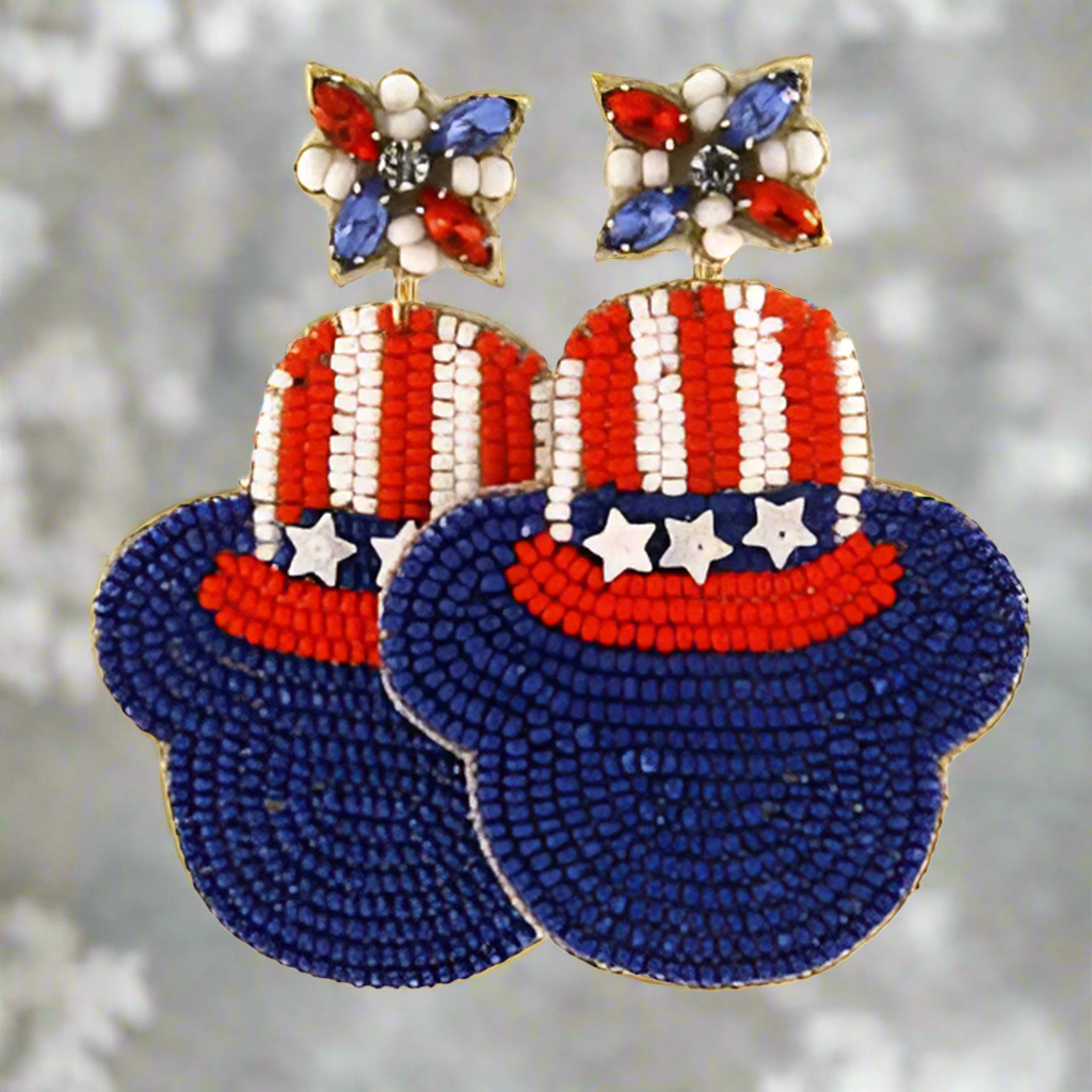 Mickey Patriotic Top Hat Earrings