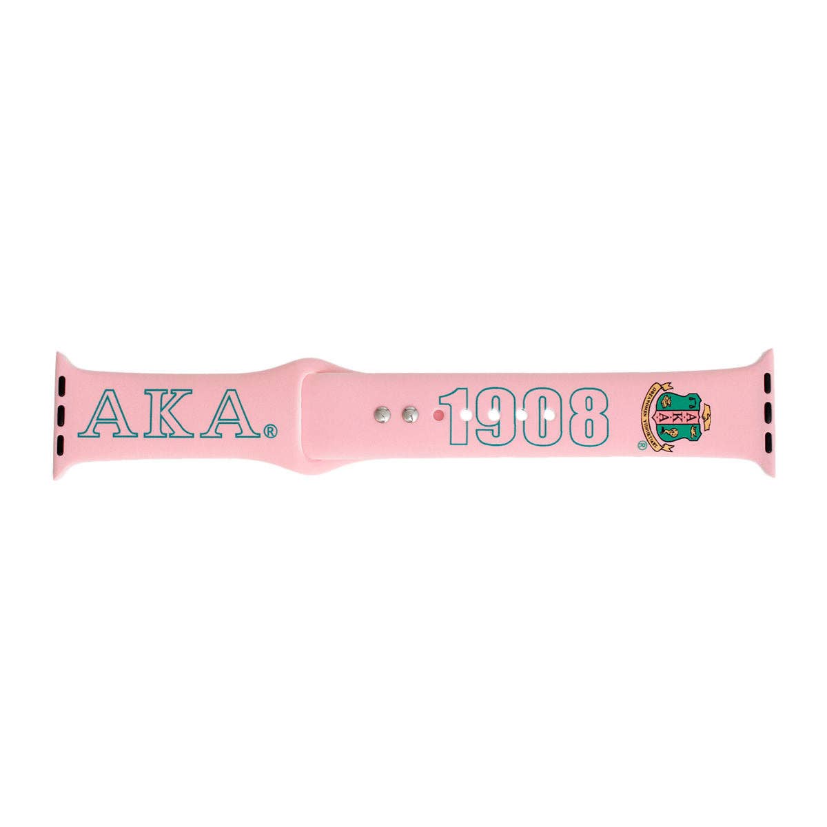 AKA Sorority Pink 1908 Watch Band Strap Women: Pink and Green / Rhodium / Adjustable