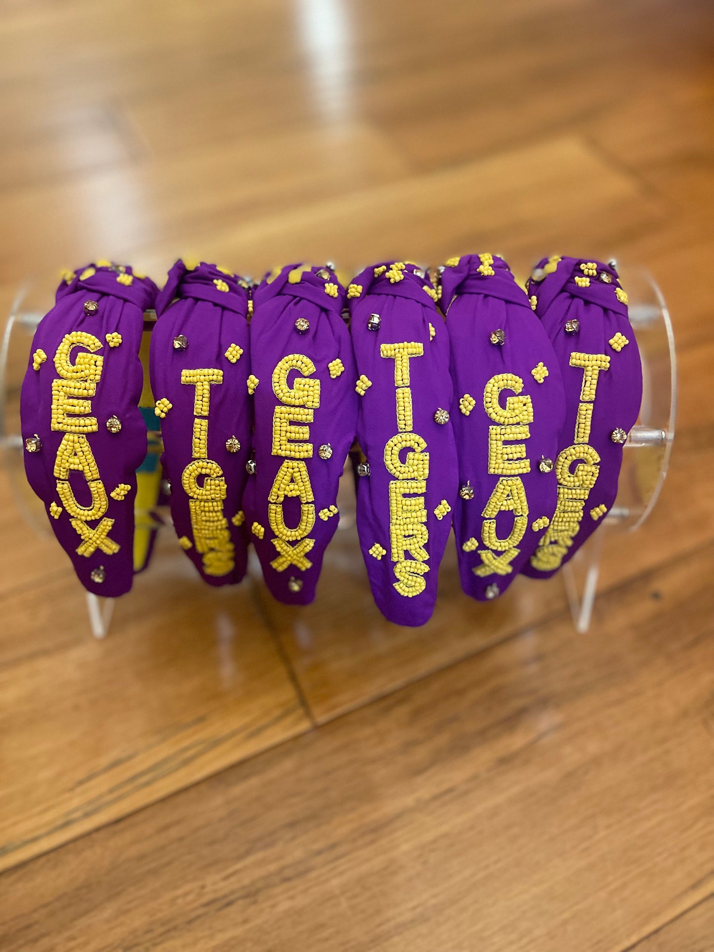 Purple Geaux Tigers Beaded Headband