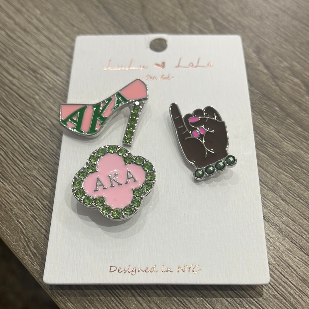 AKA-Alpha Kappa Alpha Sorority - Set of 3 Small Lapel Pins